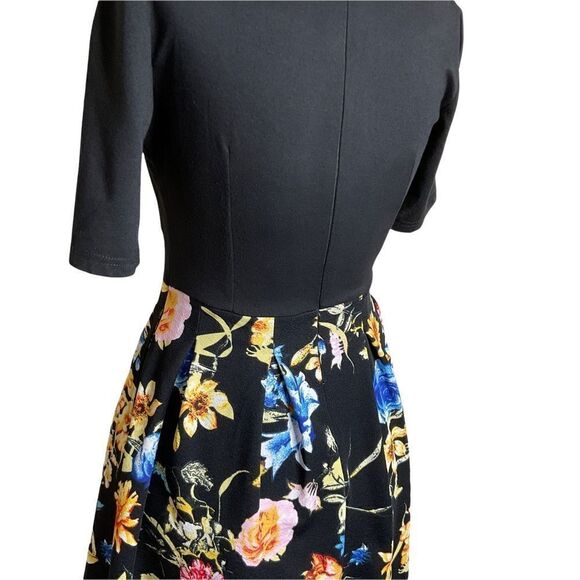 Oxiuli Women’s Dress Size S Fashion Fitted Waist Knit Black Floral - Picture 10 of 16